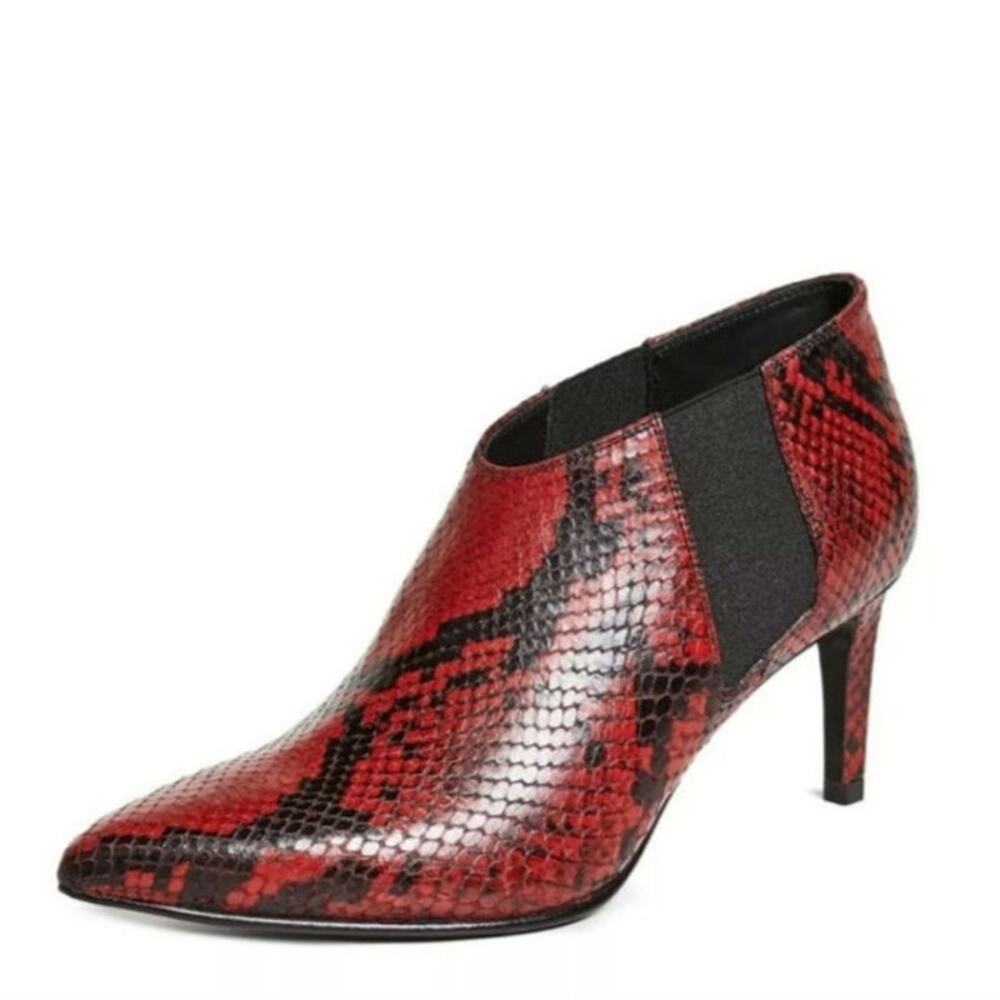 $525 Rag & Bone Beha Red Chelsea Embossed Snake Leather Bootie Sz 36 / 6